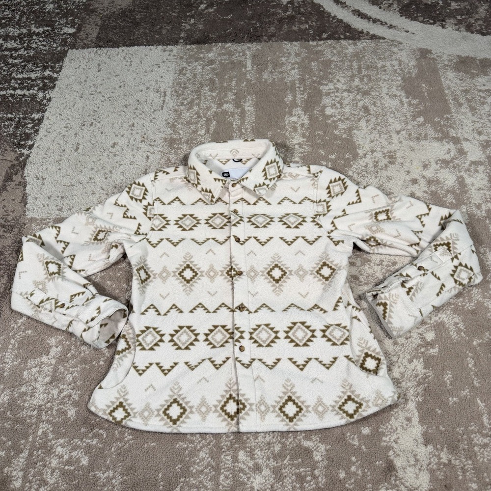686 Sierra Nevada Fleece Button Up Womens Medium Limestone Southwest Aztec